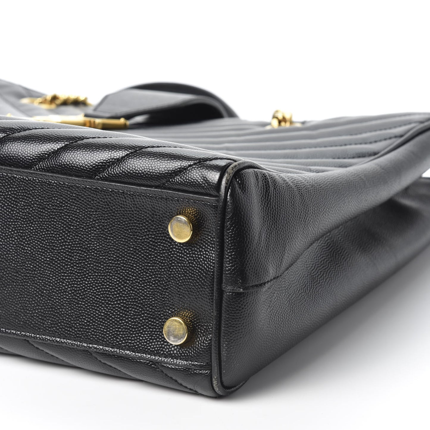 Grain De Poudre Matelasse Chevron Monogram Shopping Bag Black