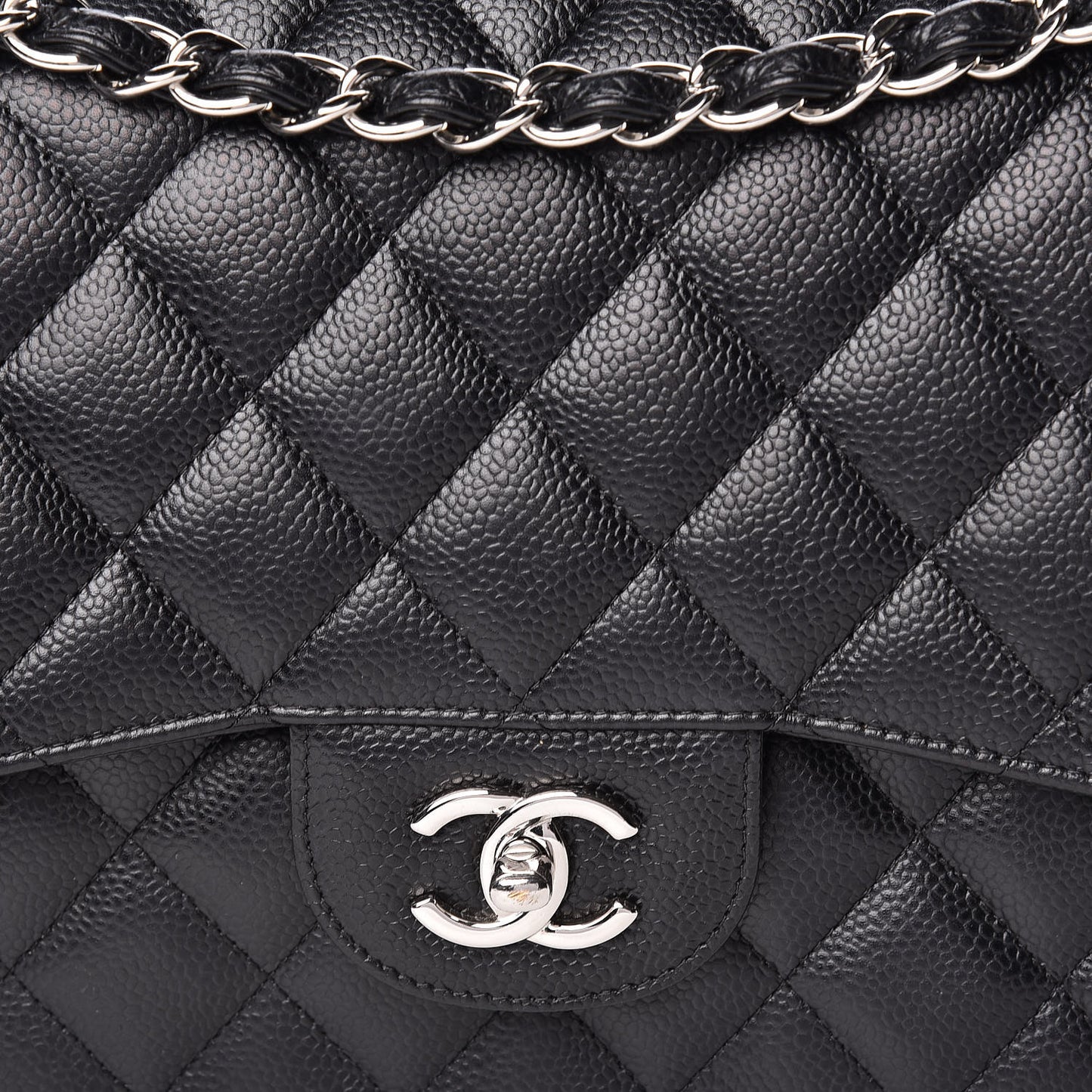 Caviar Quilted Jumbo Double Flap Black