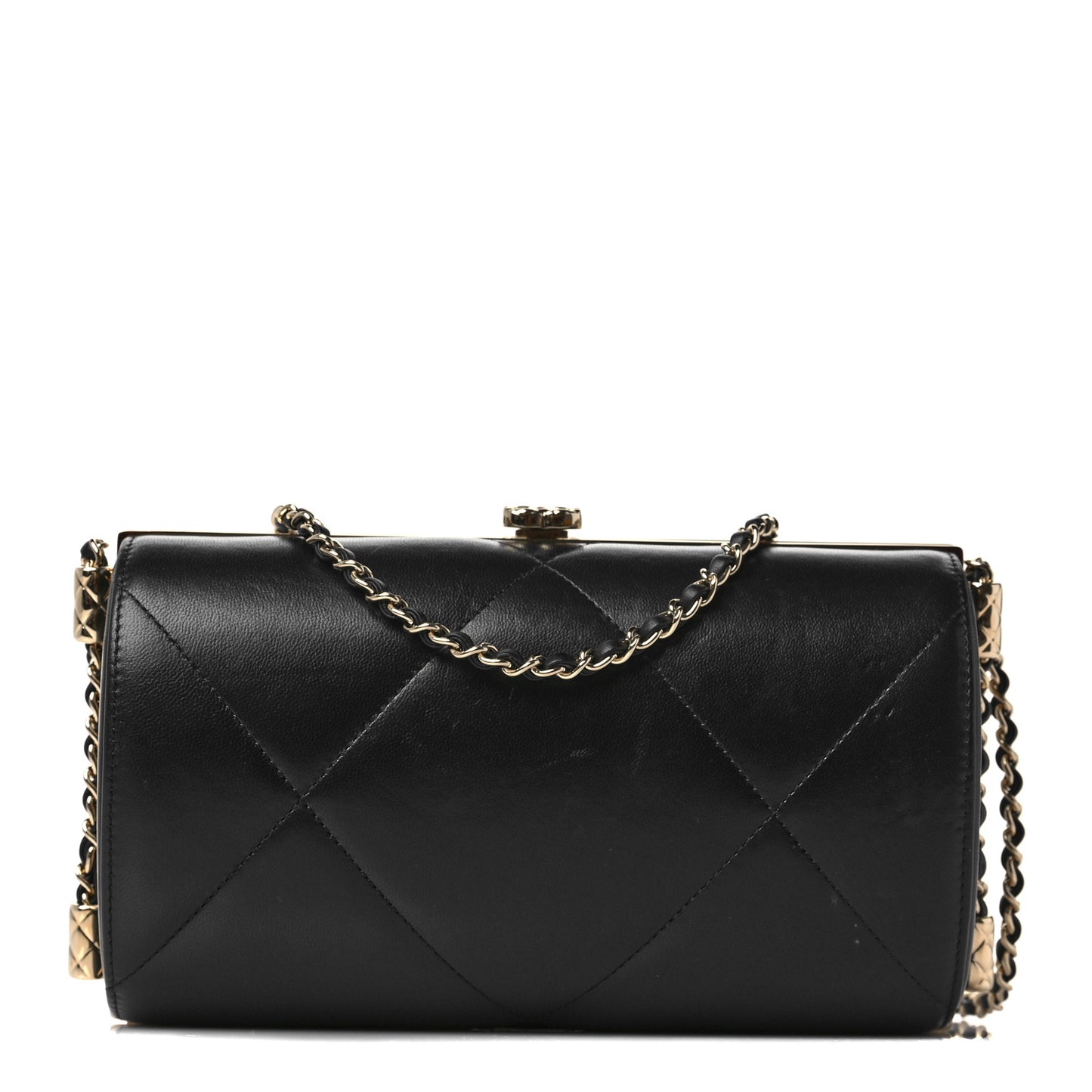 Lambskin Evening Clutch Black White