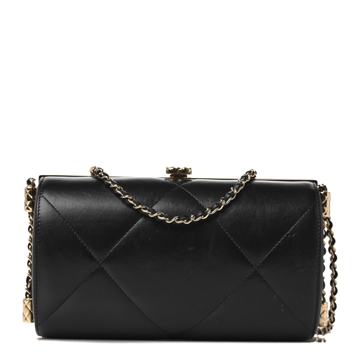 Chanel Lambskin Evening Clutch Black White 1 of 9