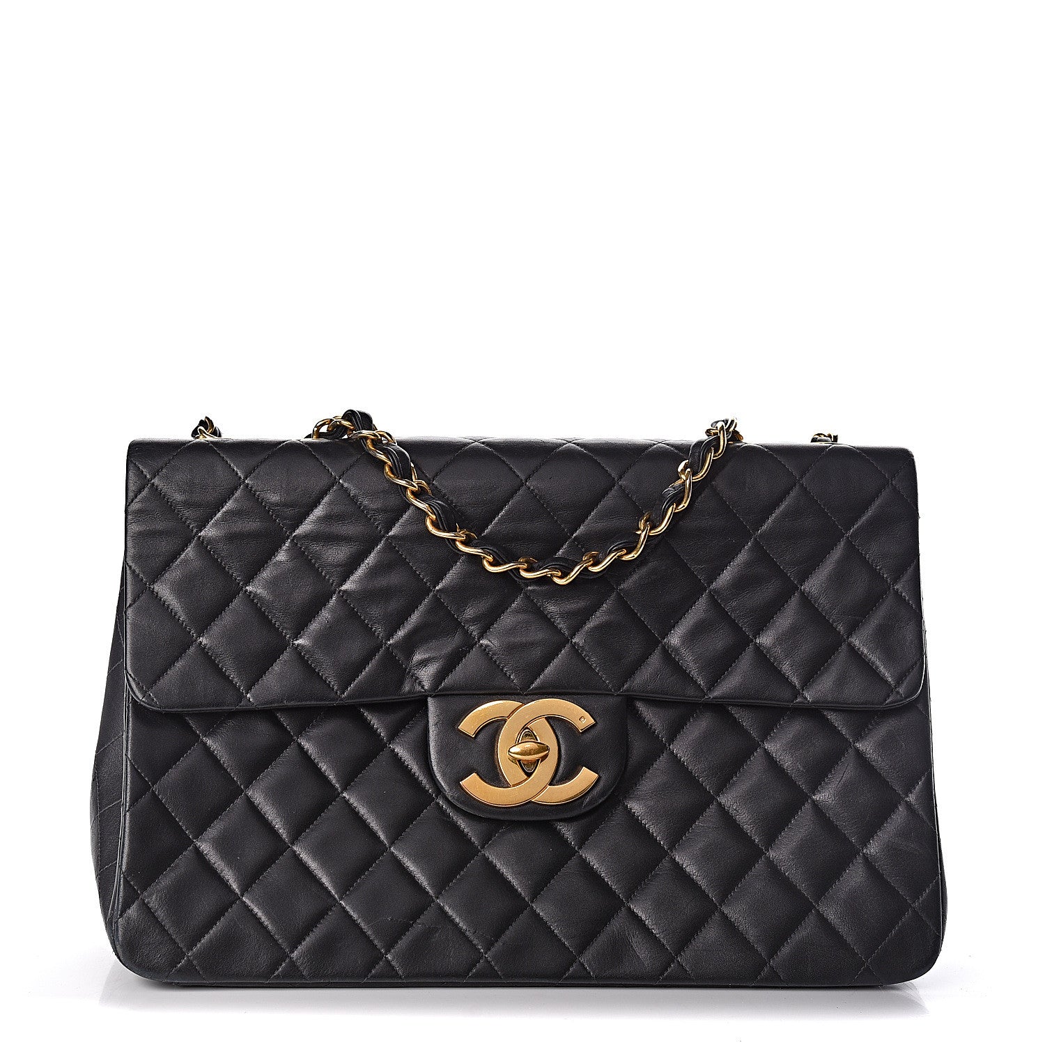 Chanel Lambskin Quilted XL Jumbo Single Flap Black 1 of 14