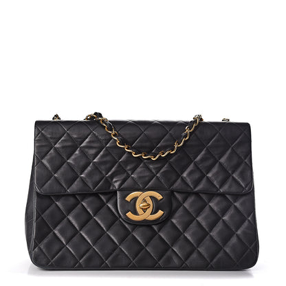 Chanel Lambskin Quilted XL Jumbo Single Flap Black 1 of 14
