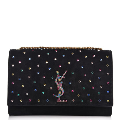 Saint Laurent Suede Crystal Medium Classic Monogram Kate Satchel Nero Black 1 of 7