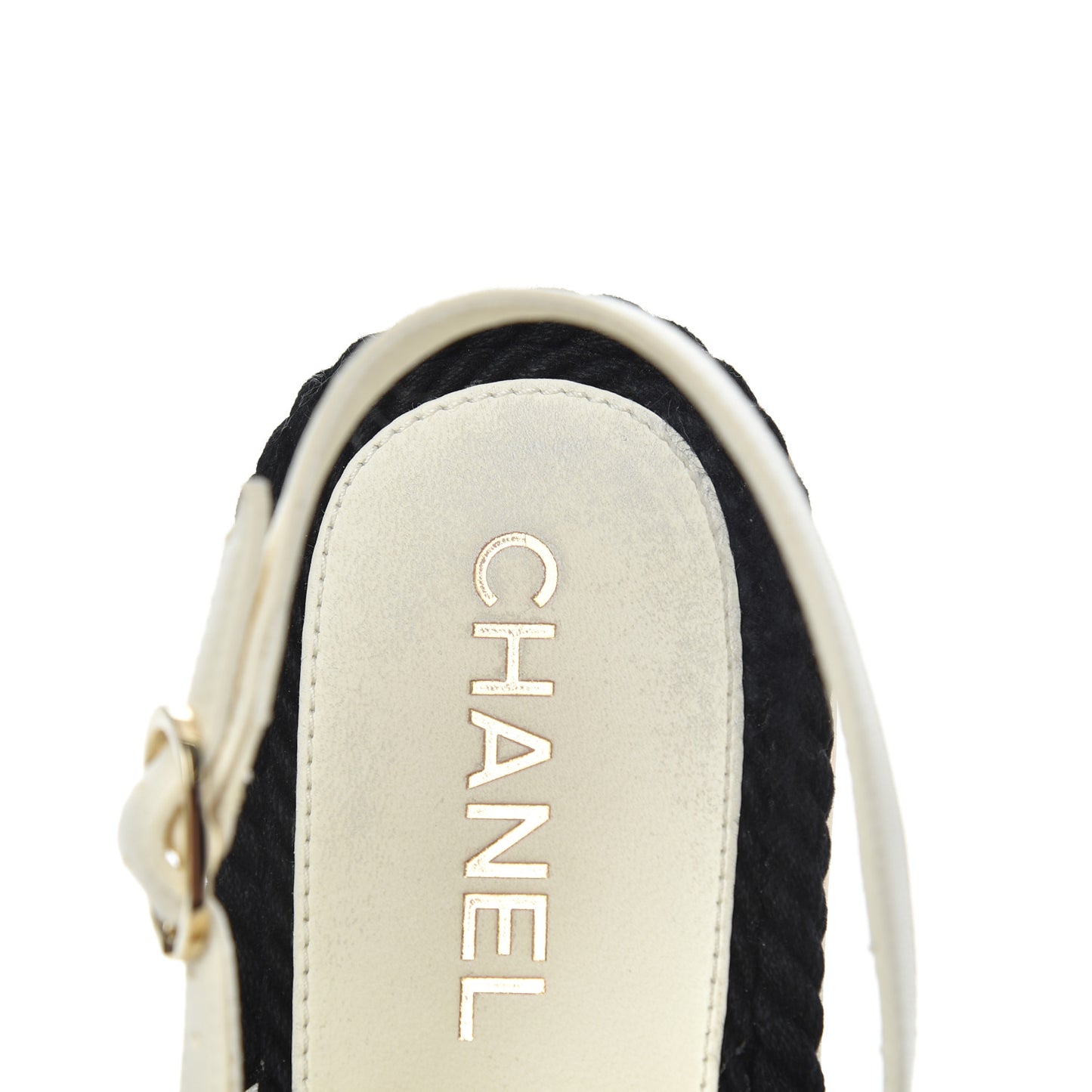 Lambskin Calfskin Cap Toe Chain Mules Sandals 38 Ivory Black
