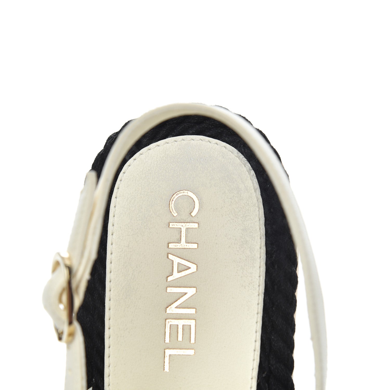 Chanel Lambskin Calfskin Cap Toe Chain Mules Sandals 38 Ivory Black 10 of 25