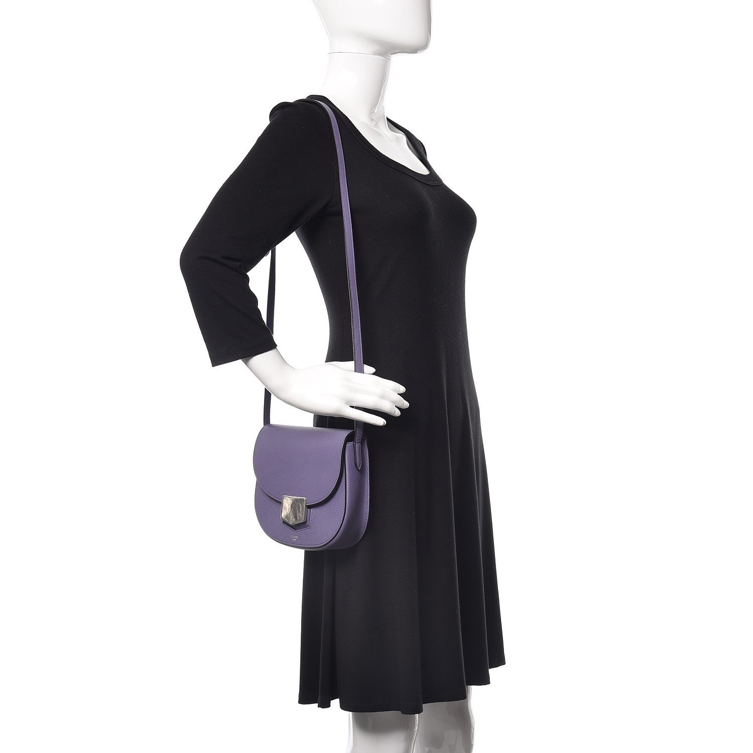 Celine Grained Calfskin Small Trotteur Amethyst 2 of 8
