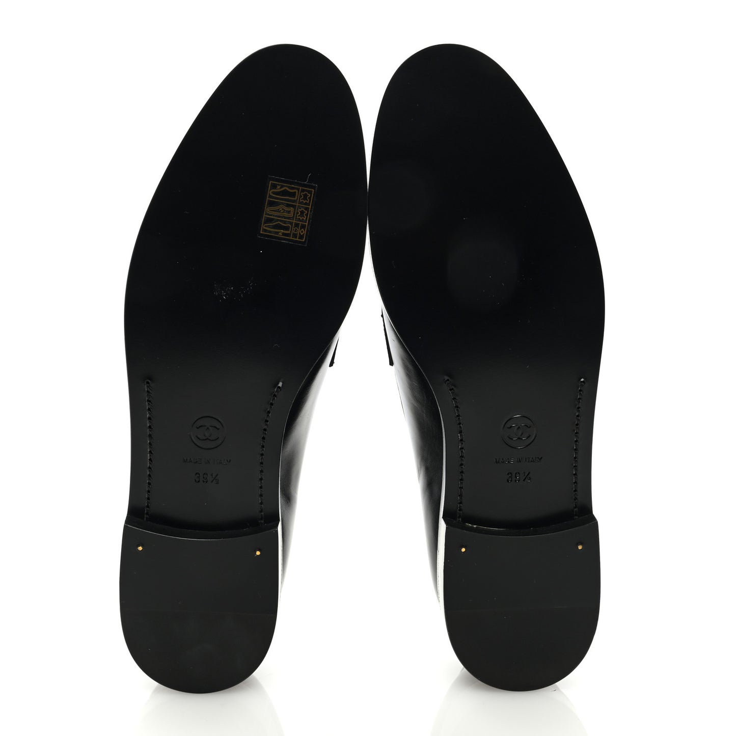Shiny Calfskin CC Moccasin Loafers 39.5 Black