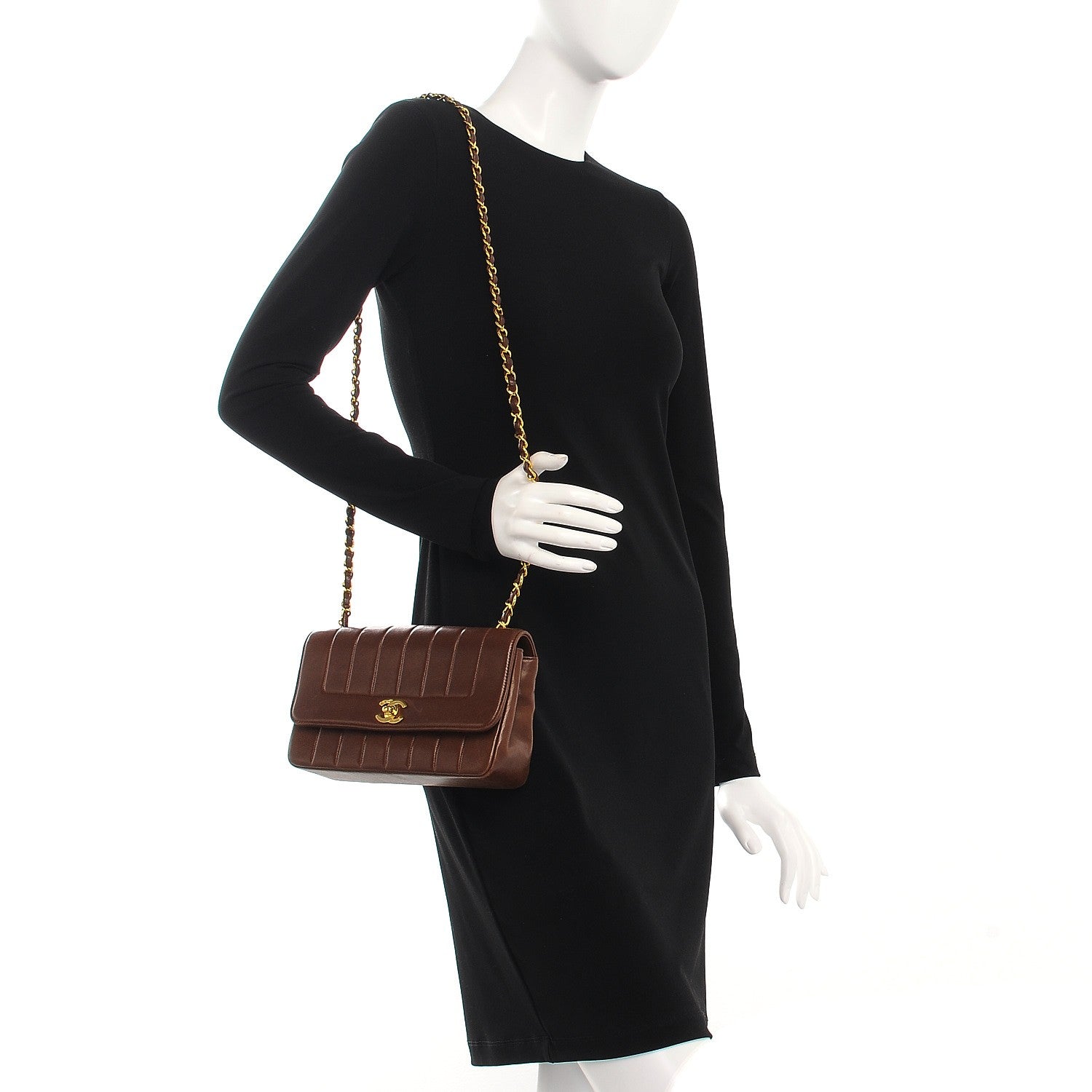 Chanel Lambskin Vertical Quilted Small Single Flap Brown 2 of 7