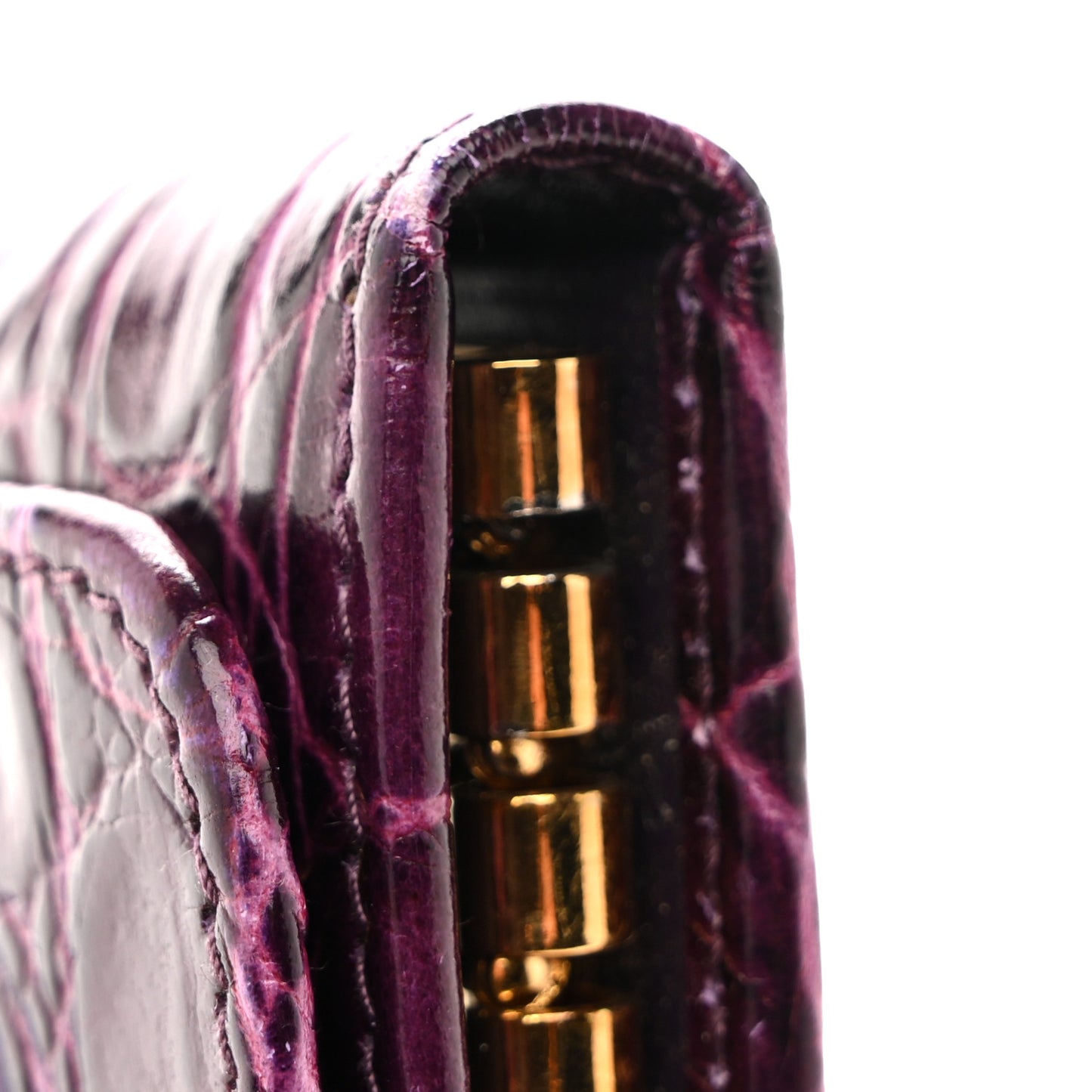 Calfskin Crocodile Embossed Card Holder Key Ring Petunia