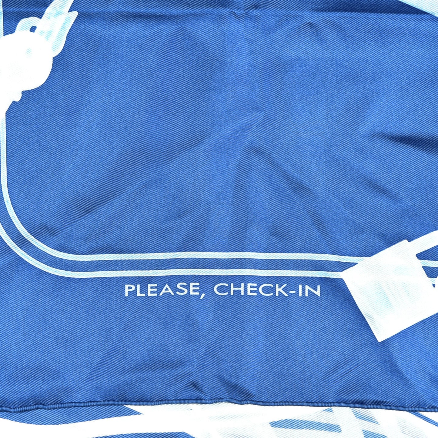 Silk Please Check In Scarf 90 Bleu Moyen Ciel White