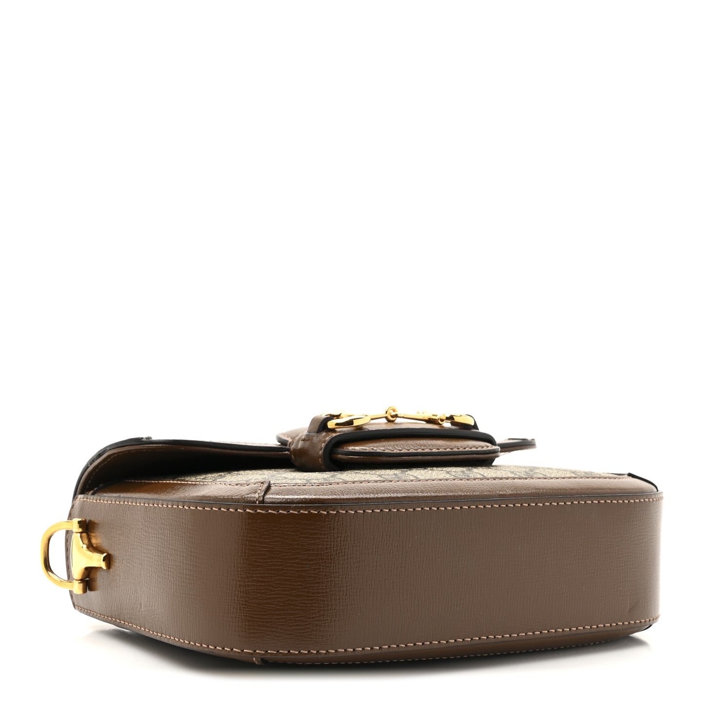 GG Supreme Monogram Web Mini Horsebit 1955 Shoulder Bag Beige Brown Sugar