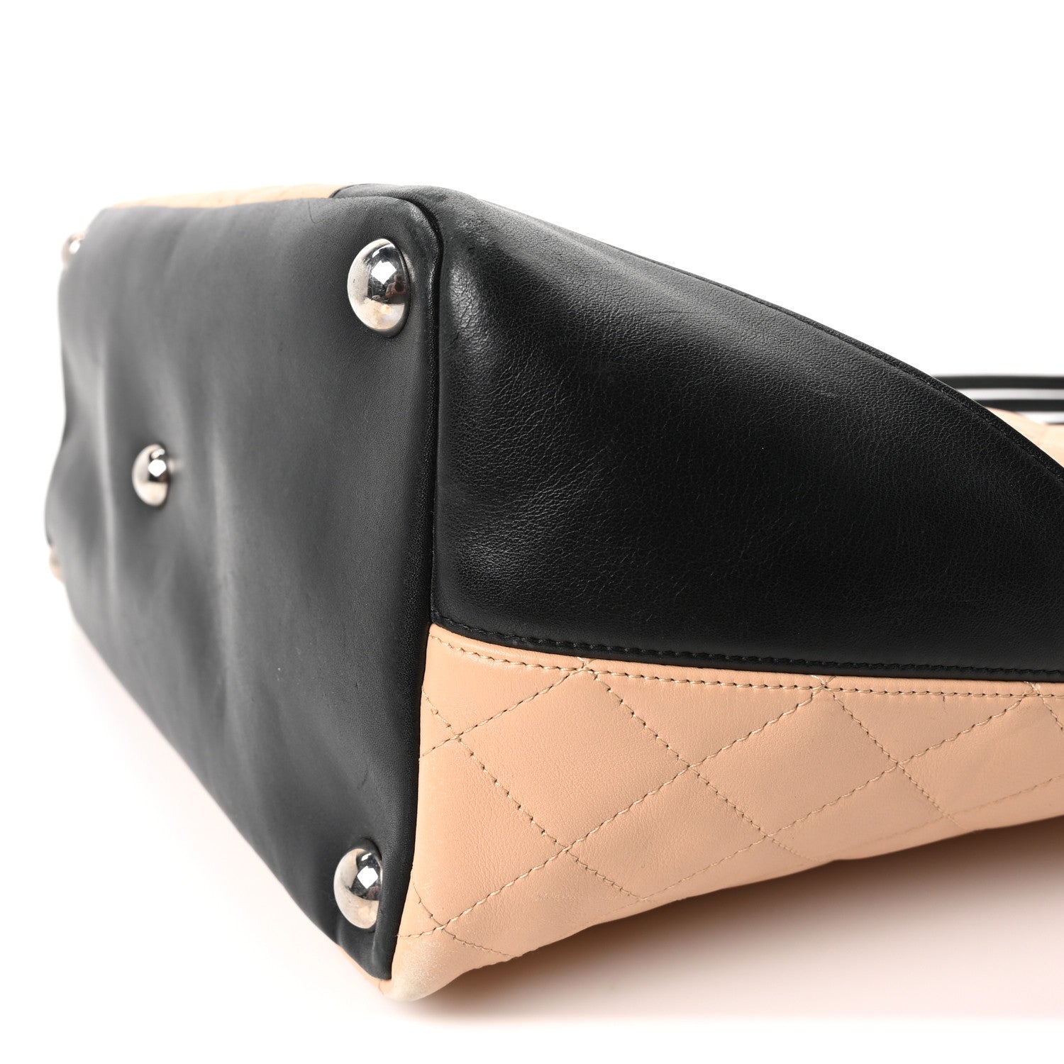 Chanel Calfskin Quilted Large Cambon Tote Beige Black 10 of 10