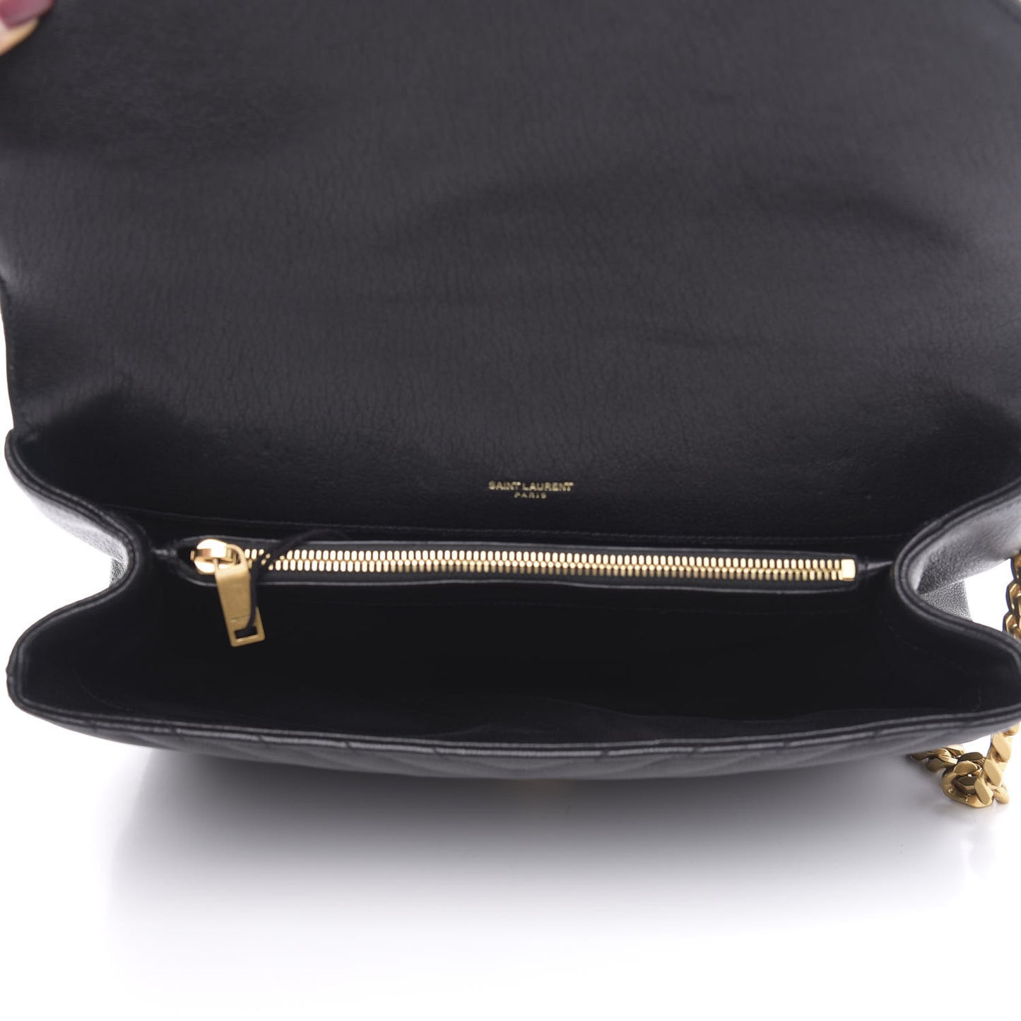 Sheepskin Matelasse Chevron Monogram Large College Satchel Black