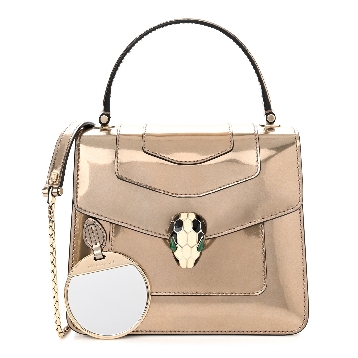 Metallic Calfskin Serpenti Forever Top Handle Bronze