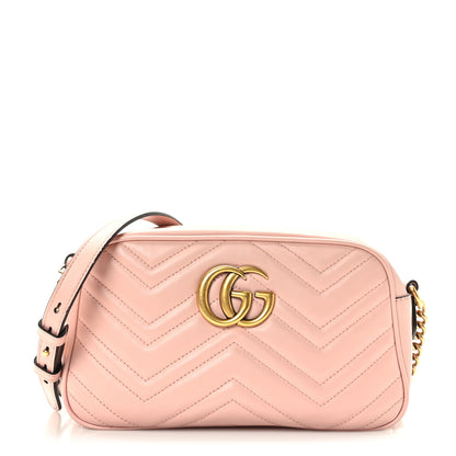 Gucci Calfskin Matelasse Small GG Marmont Chain Shoulder Bag Perfect Pink 1 of 9