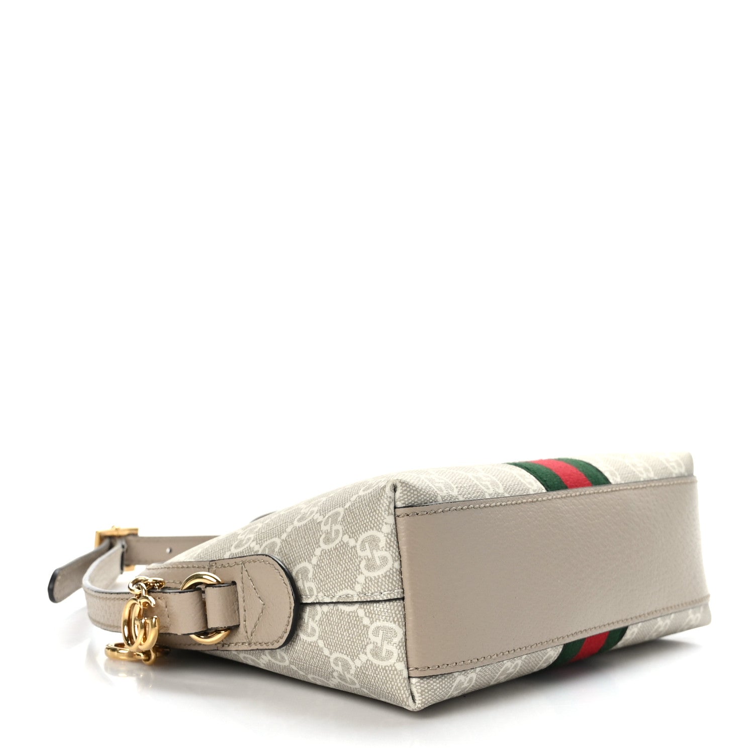 Gucci GG Supreme Monogram Textured Dollar Calfskin Web Small Ophidia Dome Shoulder Beige Mystic White Oatmeal 4 of 9