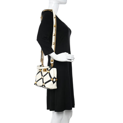 Valentino Garavani Nappa Small Roman Stud The Handle Bag Ivory Black 2 of 10