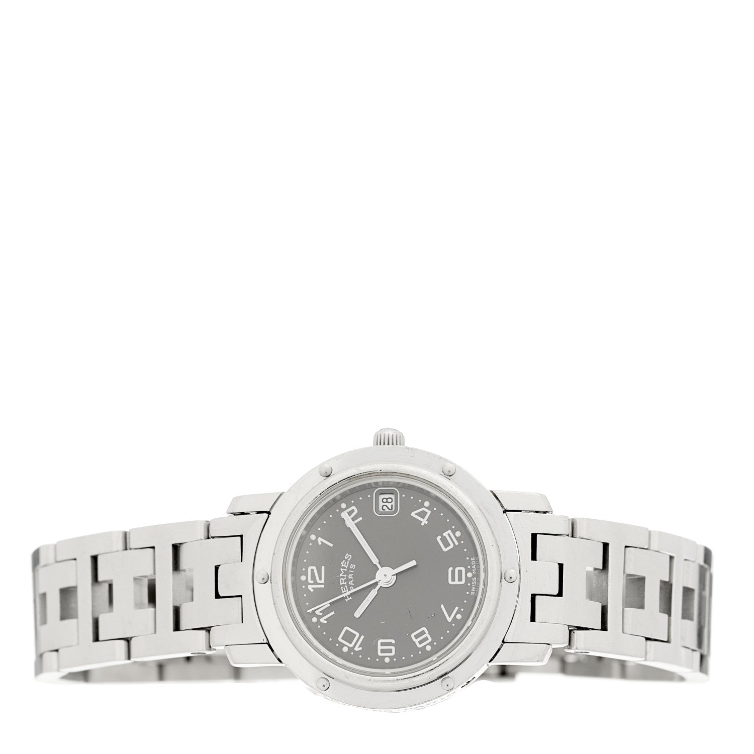 Hermes Stainless Steel 24mm Clipper Quartz Watch Grey 2 of 4