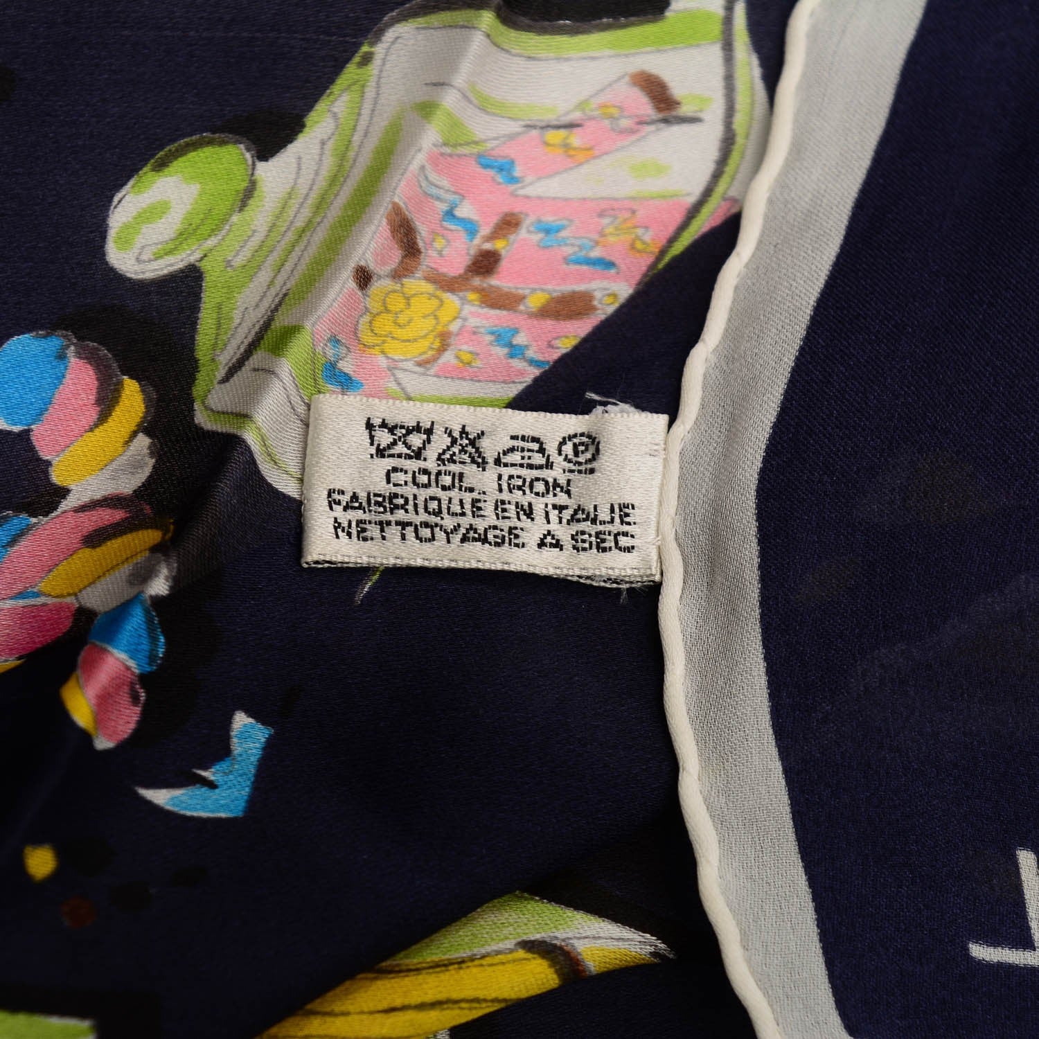 Chanel Silk CC Pocket Square Scarf Navy Blue 5 of 5