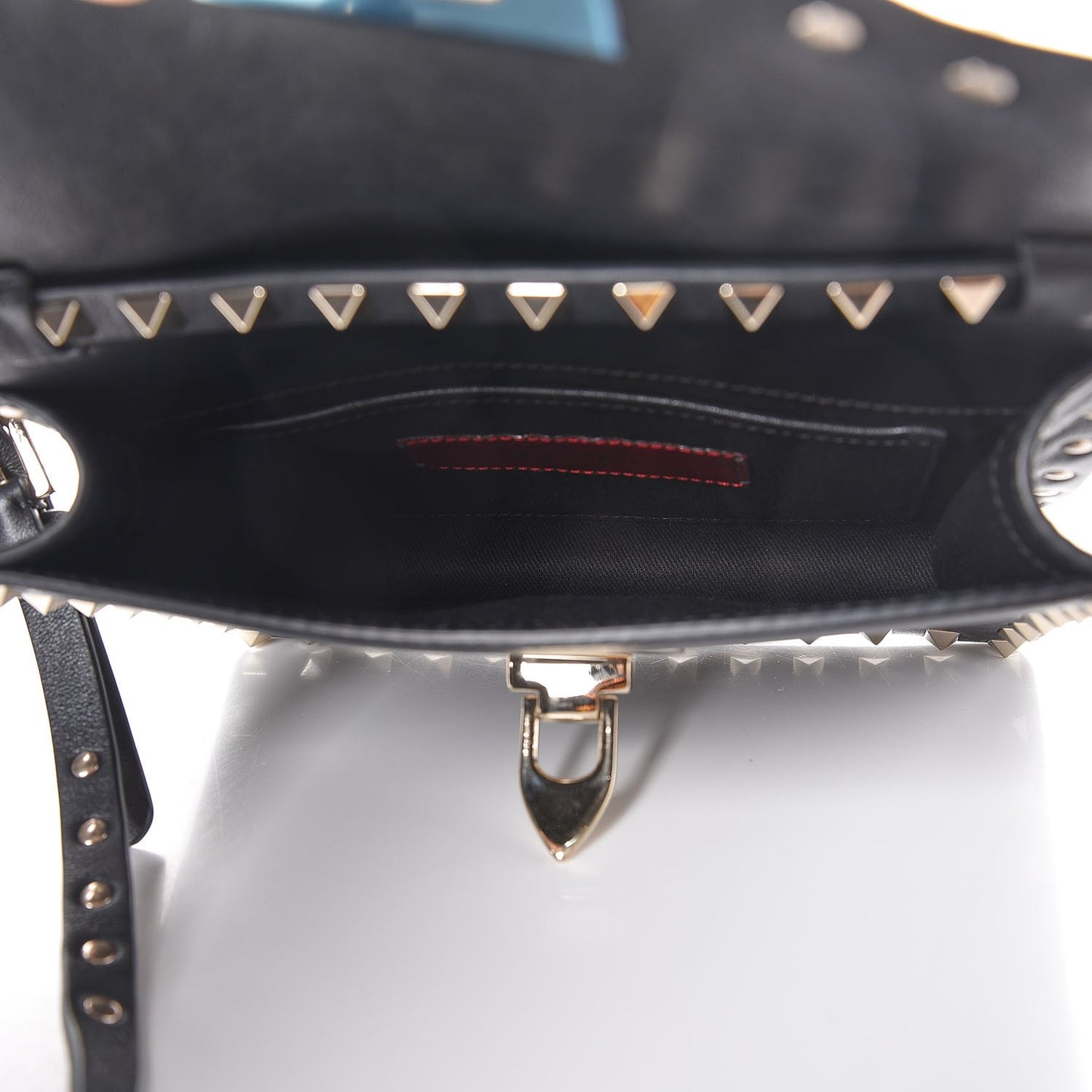 Vitello Rockstud Shoulder Flap Bag Black