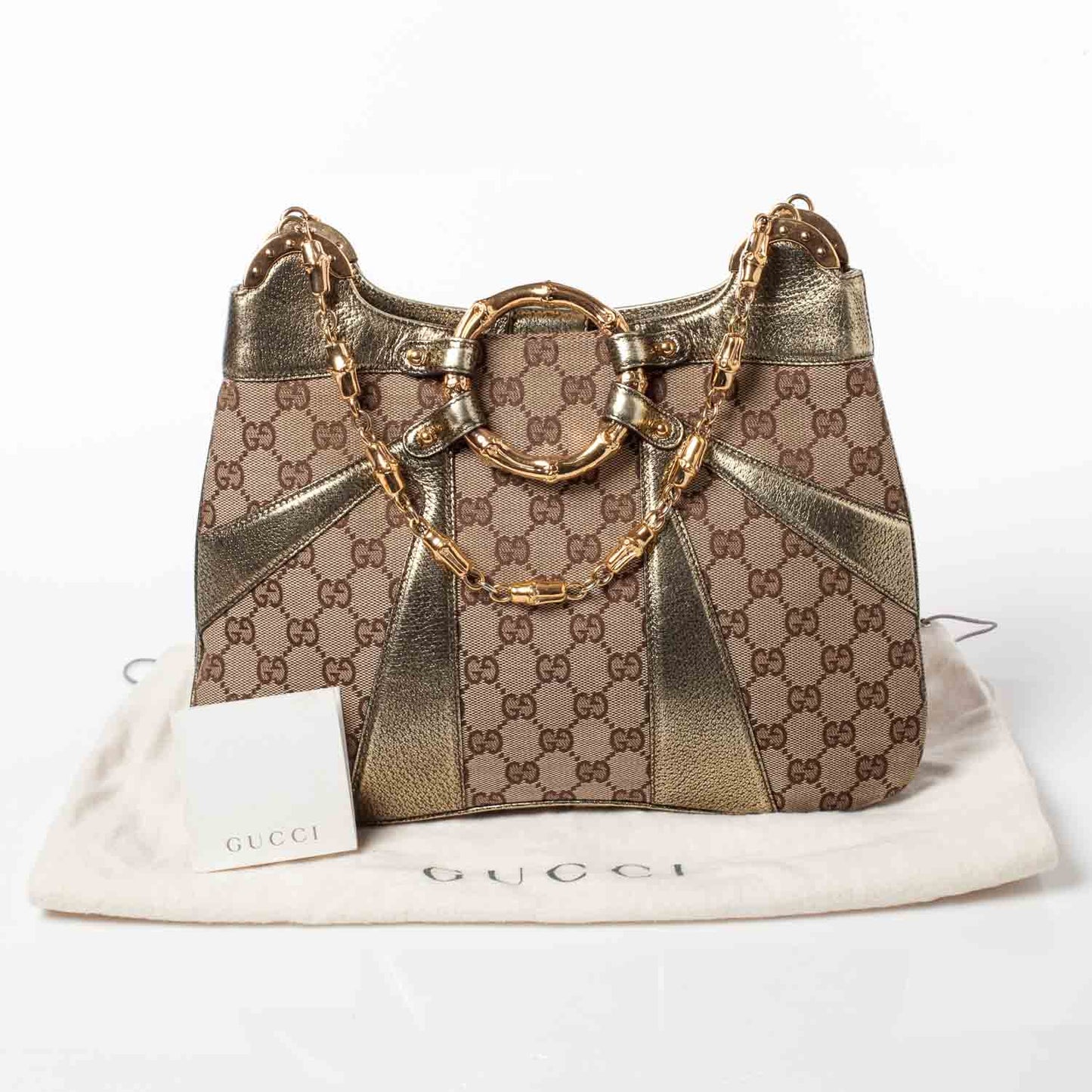 Monogram Bamboo Chain Shoulder Bag Metallic