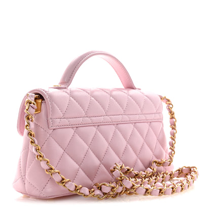 Chanel Lambskin Quilted Mini Flap Top Handle Bag Light Pink 3 of 11