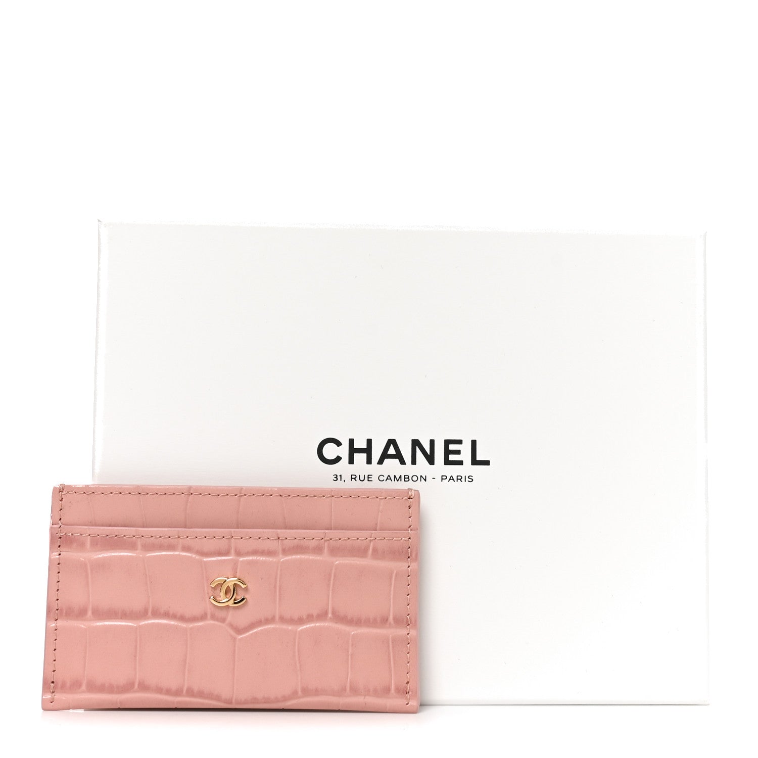 Chanel Calfskin Crocodile Embossed Crococo Card Holder Light Pink 8 of 8