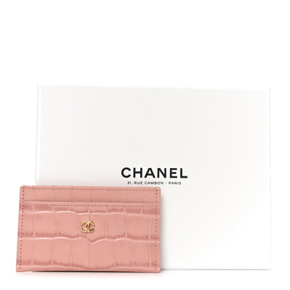 Chanel Calfskin Crocodile Embossed Crococo Card Holder Light Pink 8 of 8