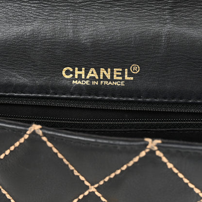 Chanel Calfskin Diamond Stitch Surpique Flap Black 6 of 10