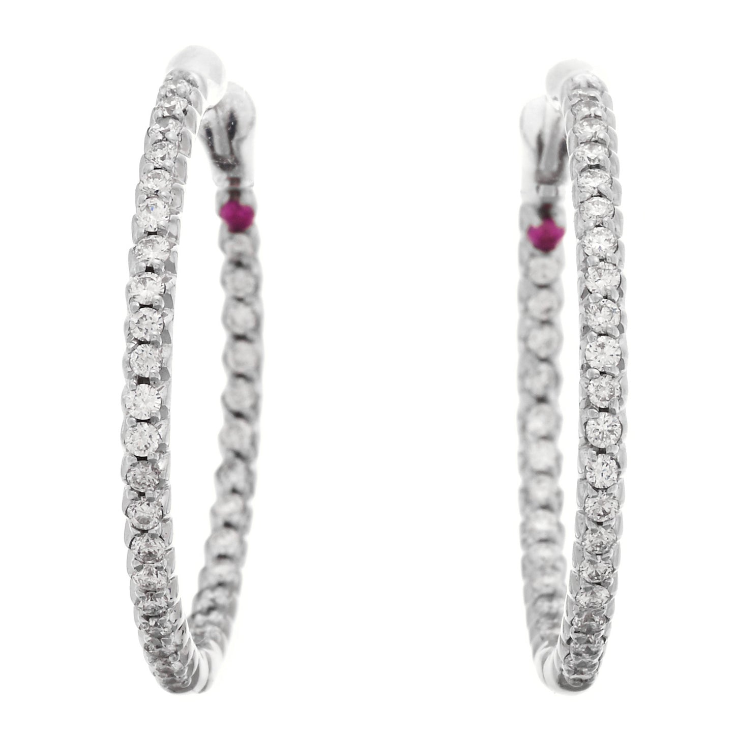 18K White Gold Diamond Pave Hoop Earrings