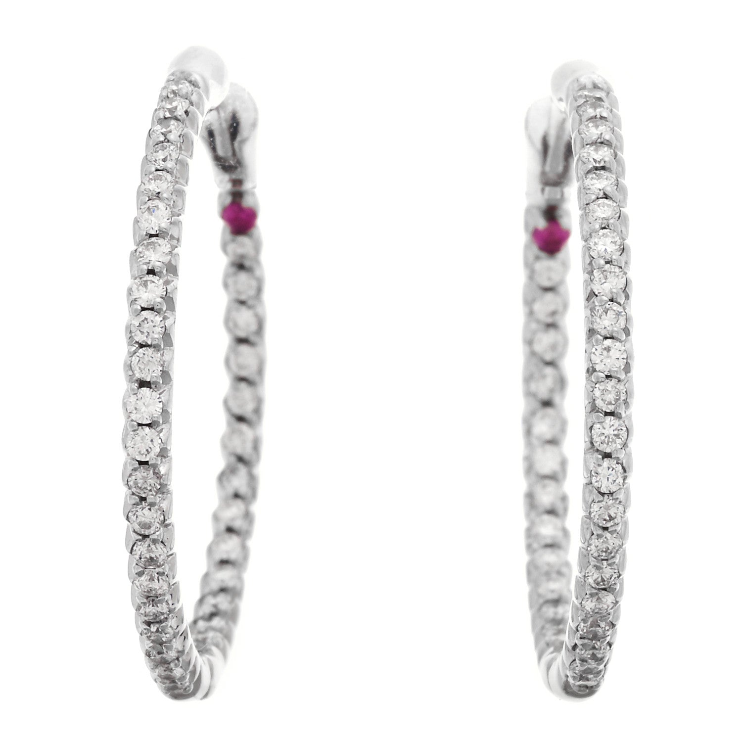 Roberto Coin 18K White Gold Diamond Pave Hoop Earrings 1 of 5