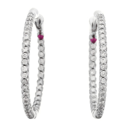 Roberto Coin 18K White Gold Diamond Pave Hoop Earrings 1 of 5