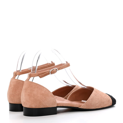 Chanel Suede Grosgrain Cap Toe CC Ankle Strap Sandals 40 Pink Black 4 of 9