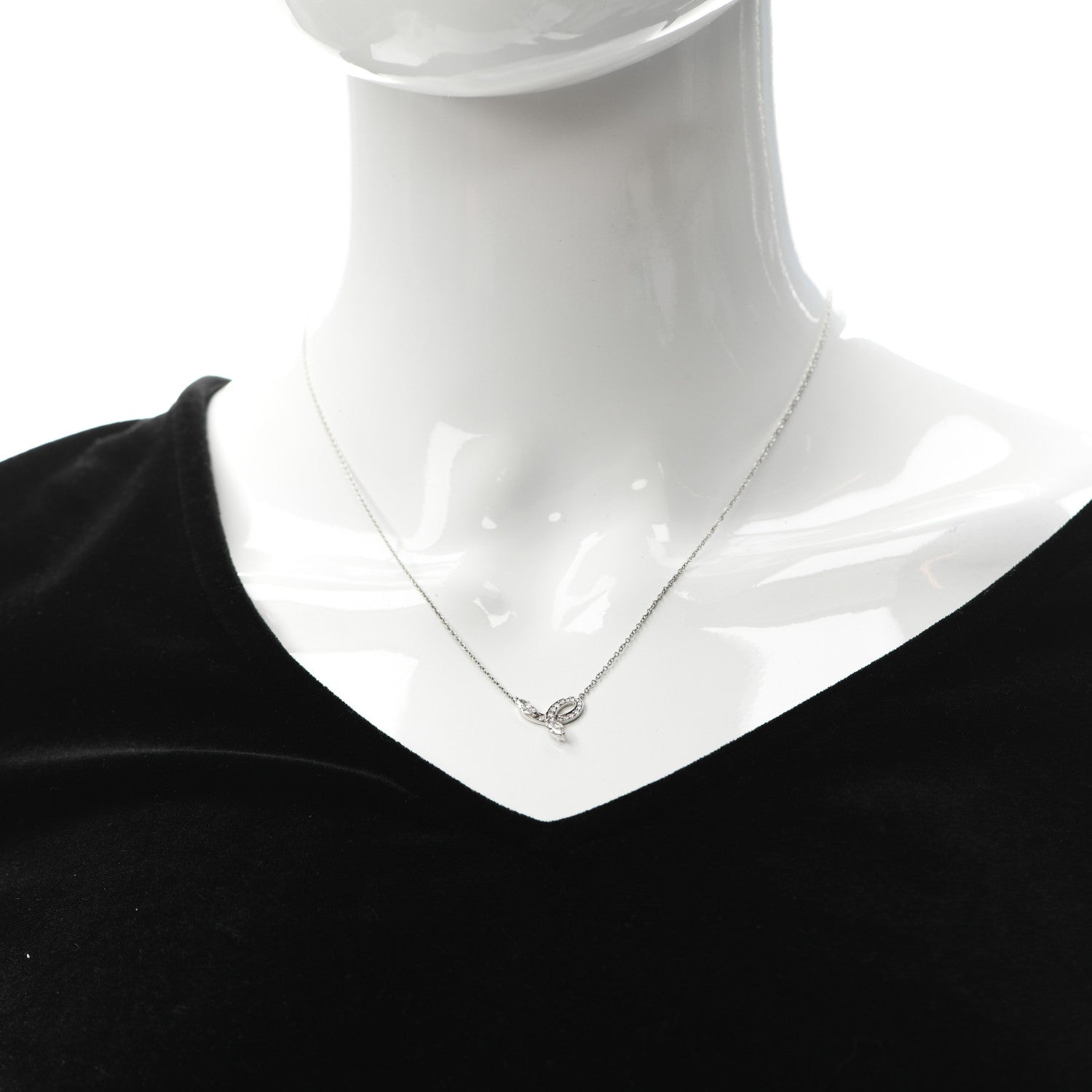 Tiffany Platinum Diamond Victoria Bow Necklace 2 of 6