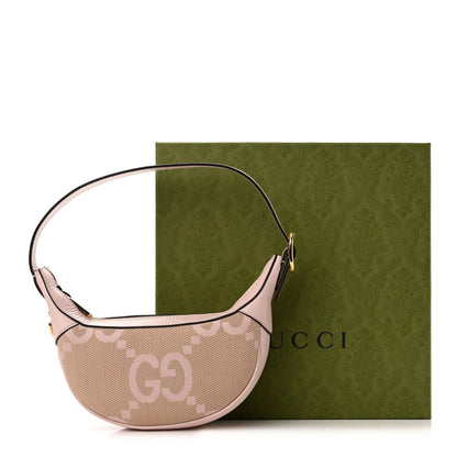 Gucci Monogram Jumbo GG Textured Dollar Calfskin Mini Ophidia Half Moon Hobo Beige Perfect Pink 10 of 10