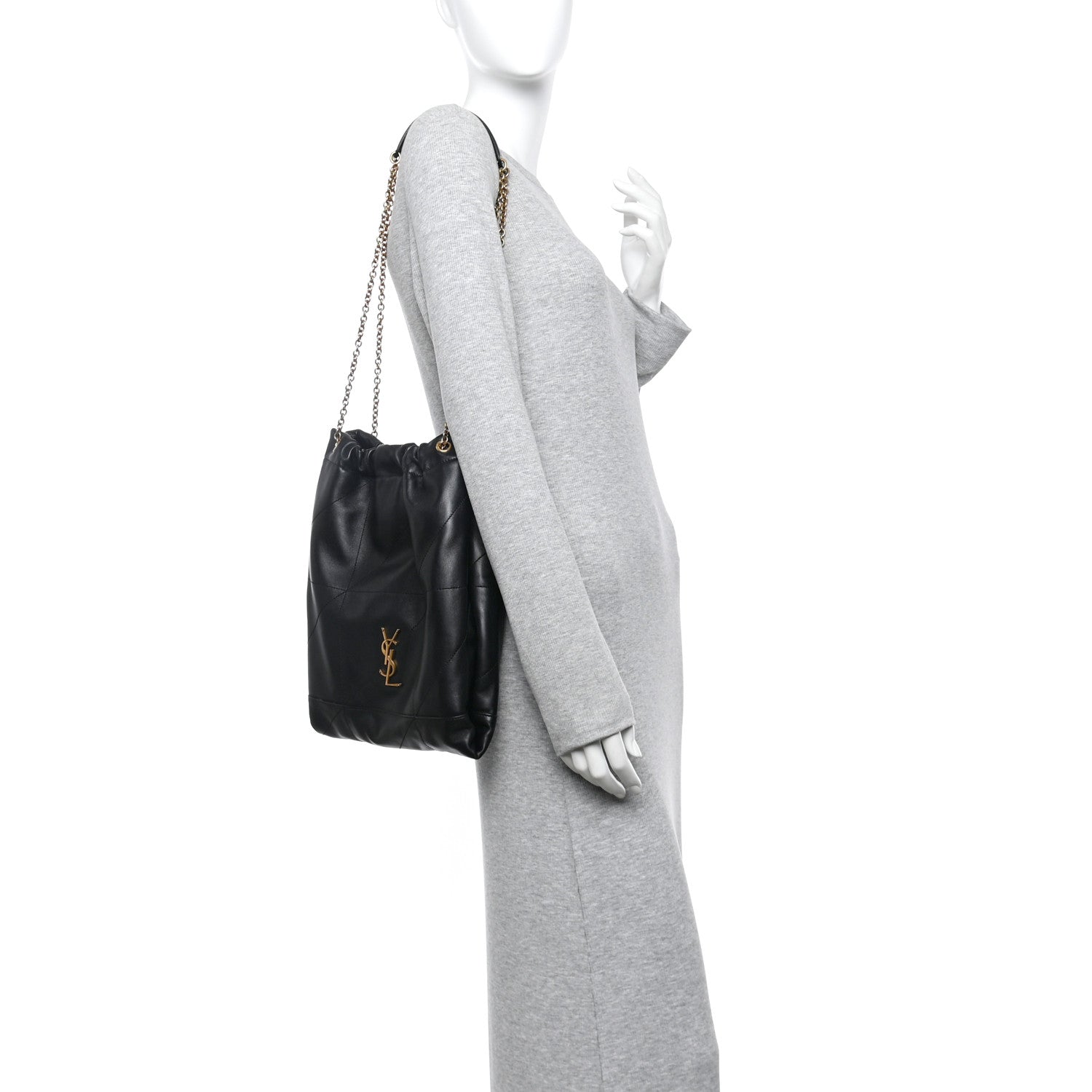 Saint Laurent Lambskin Matelasse Monogram Medium Jamie 4.3 Pochon Black 2 of 15