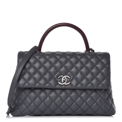 Chanel Caviar Lizard Quilted Medium Coco Handle Flap Grey 1 of 10
