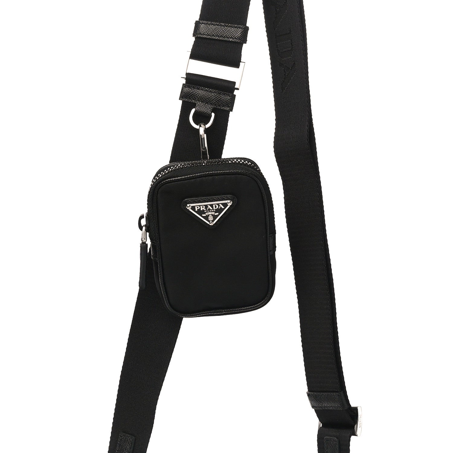 Prada Re-Nylon Saffiano Mini Pocket Single Snap Buckle Messenger Bag Black 9 of 11