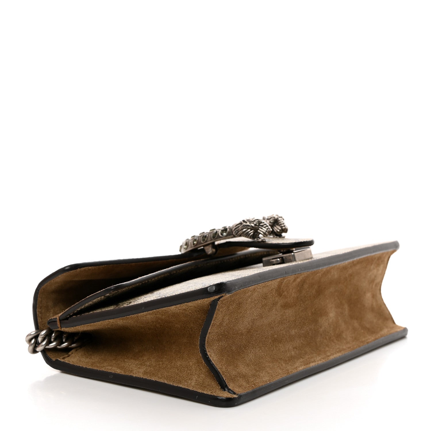 Gucci GG Supreme Monogram Suede Crystal Small Dionysus Shoulder Bag Beige Ebony Taupe 4 of 10