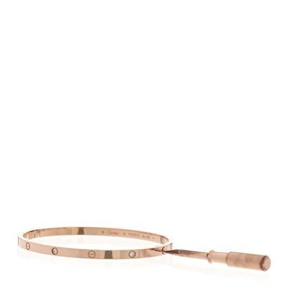 Cartier 18K Pink Gold 6 Diamond Small LOVE Bracelet 18 3 of 9
