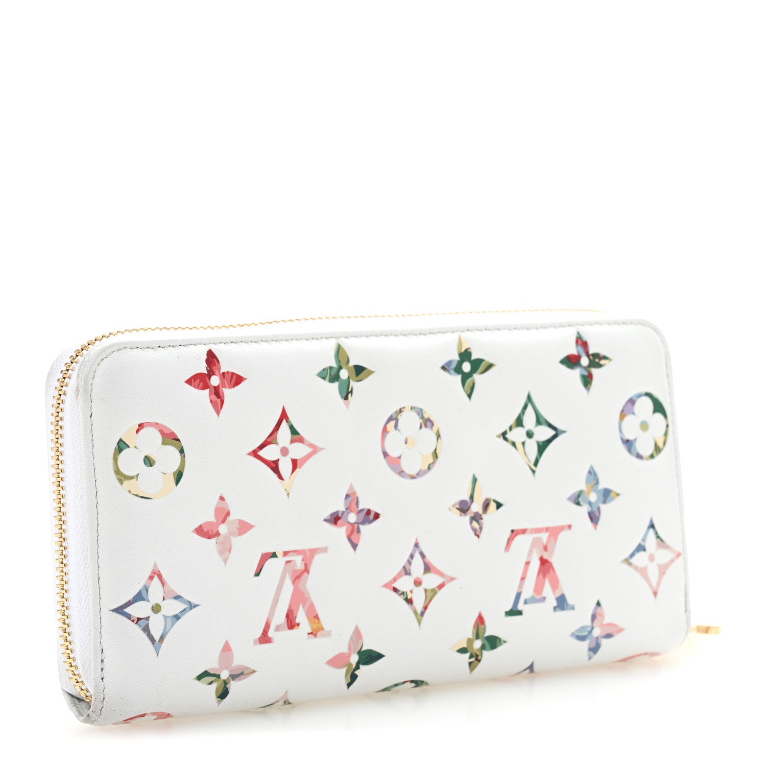 Louis Vuitton Lambskin Embossed Monogram LV Garden Coussin Zippy Wallet Cream 2 of 9