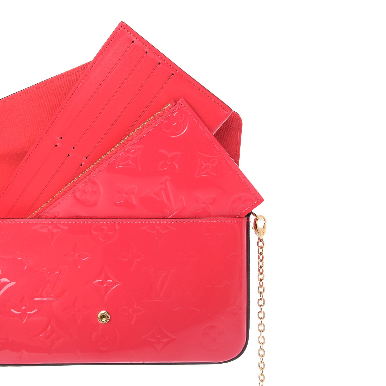 Louis Vuitton Vernis Felicie Pochette Chain Wallet Hot Pink 10 of 10
