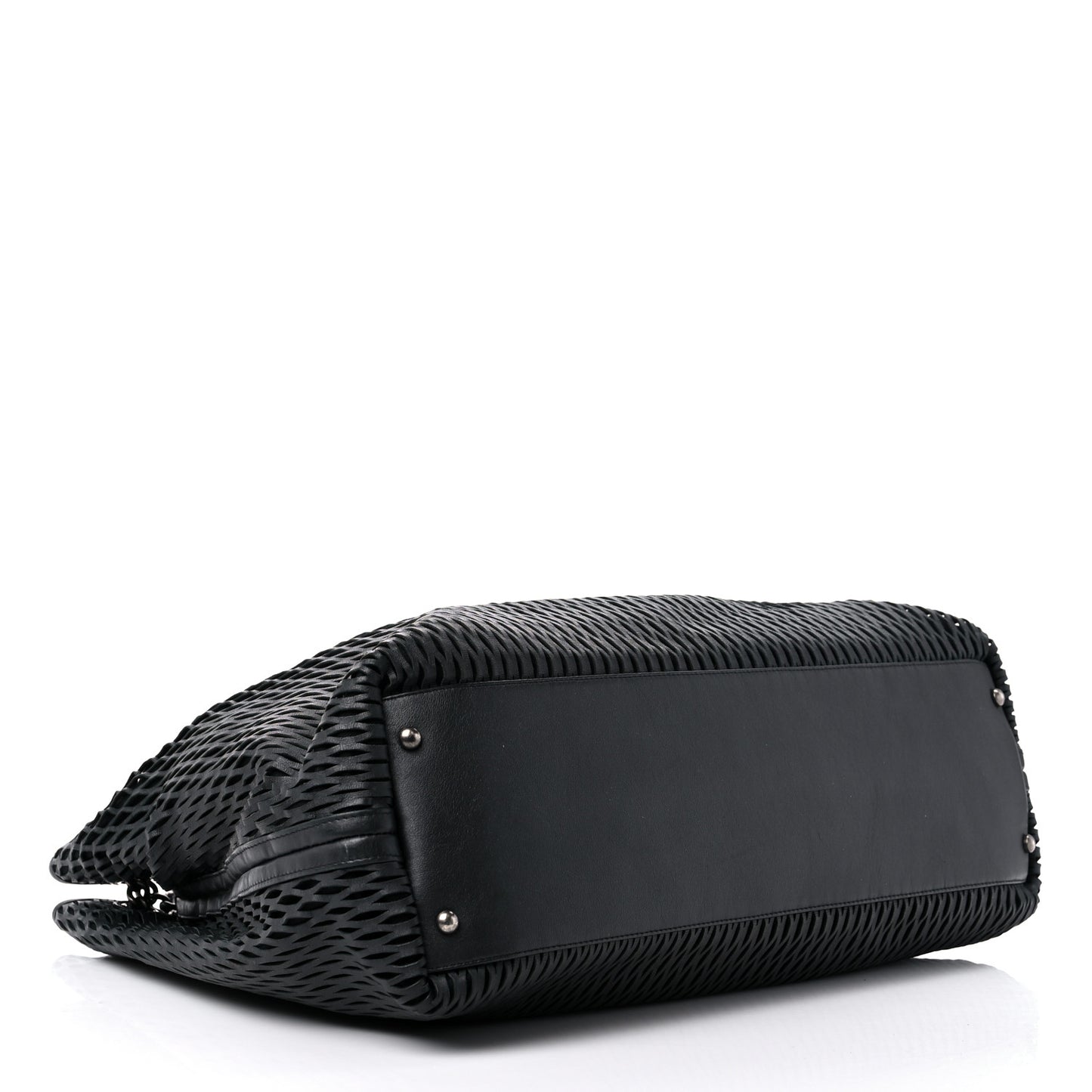 Calfskin Laser Cut Perforated CC Tote Black