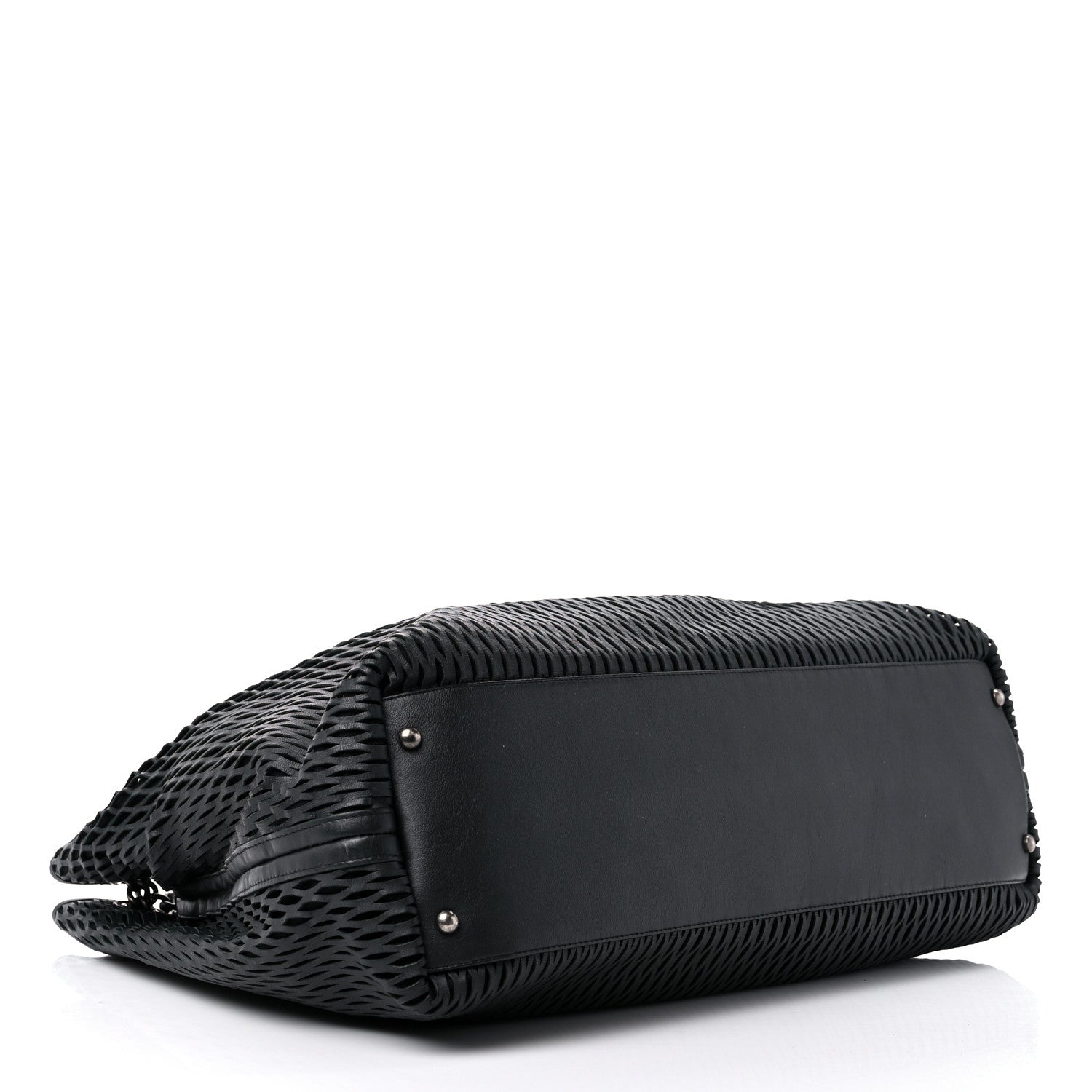 Chanel Calfskin Laser Cut Perforated CC Tote Black 4 of 12