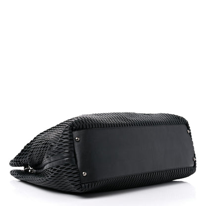 Chanel Calfskin Laser Cut Perforated CC Tote Black 4 of 12