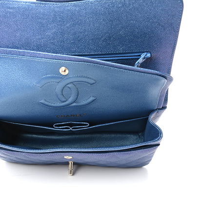 Chanel Iridescent Caviar Quilted Medium Double Flap Dark Blue 5 of 10