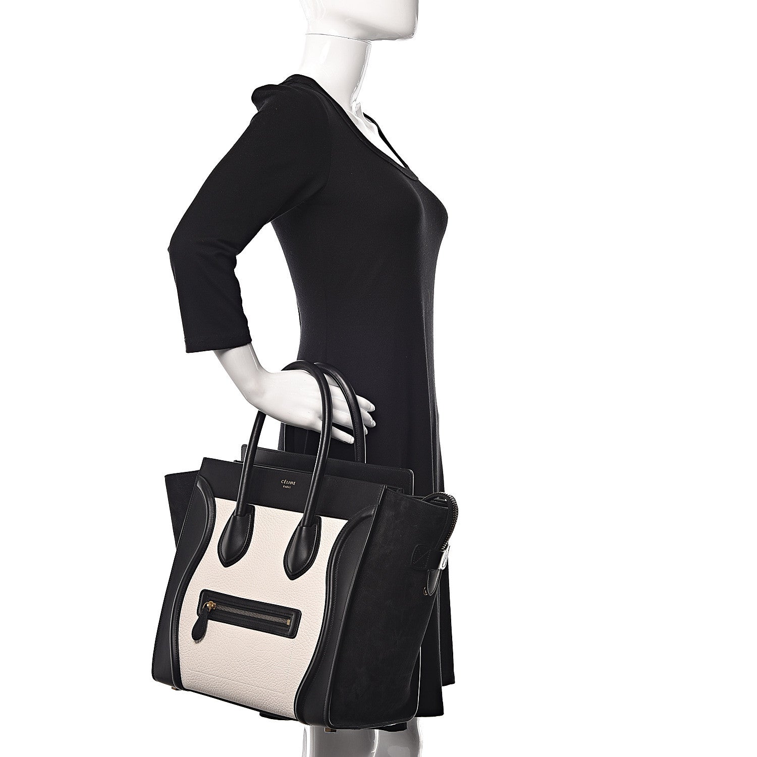 Celine Bullhide Calfskin Mini Bi-Color Luggage Black White 2 of 12