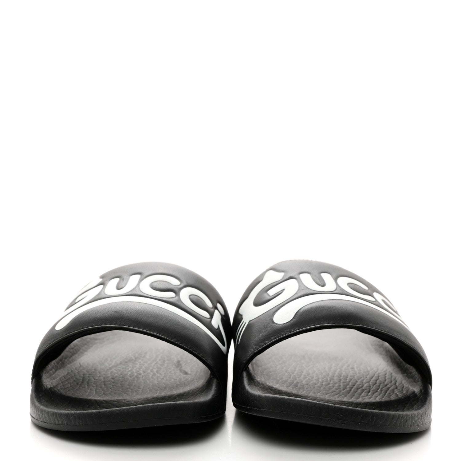 Gucci Nappa Cat Logo Womens Pursuit Slide Sandals 40 Black 2 of 10