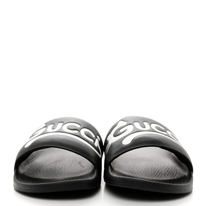 Gucci Nappa Cat Logo Womens Pursuit Slide Sandals 40 Black 2 of 10