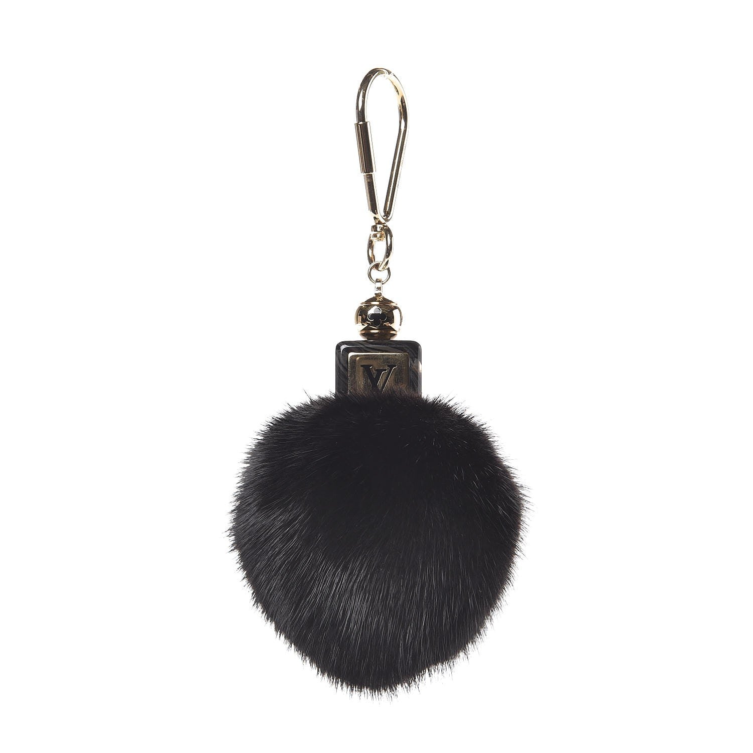 Louis Vuitton Mink Fur Fluffy Bag Charm Black 1 of 3